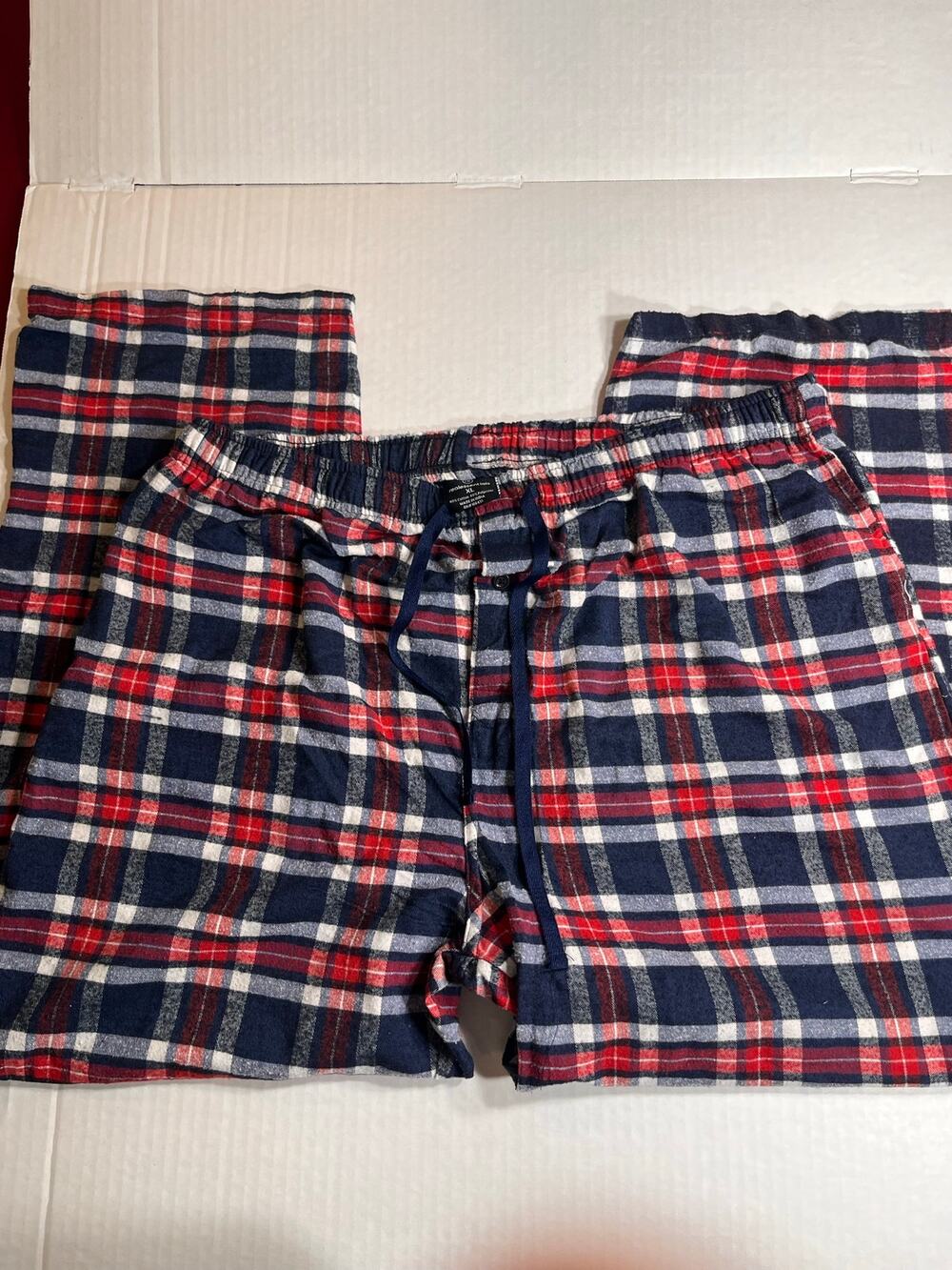 Real Essentials XL men's pajama pants red, white, and blue plaid pattern-used